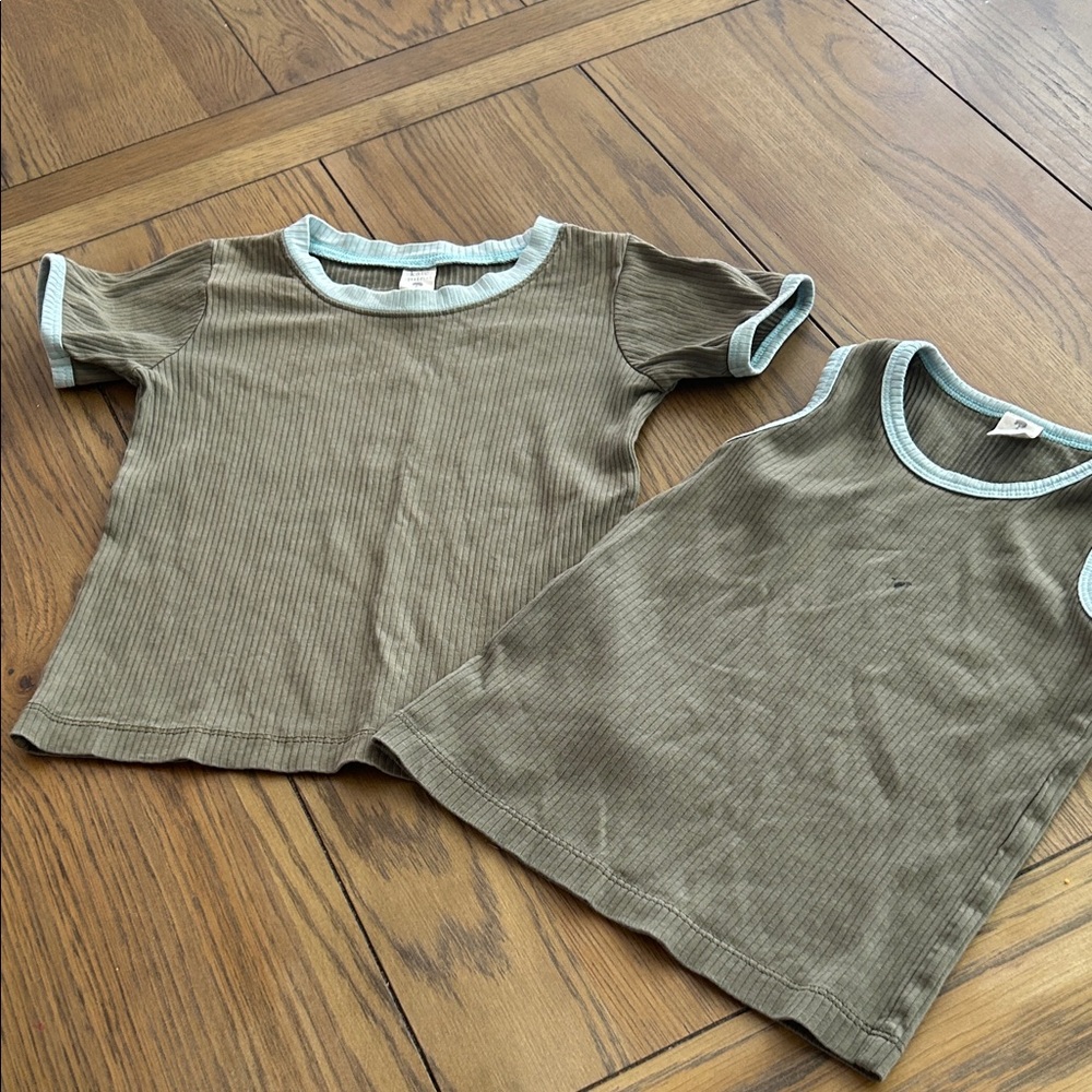 Kids' Kate Quinn Olive Green Ribbed T-Shirts size 3t